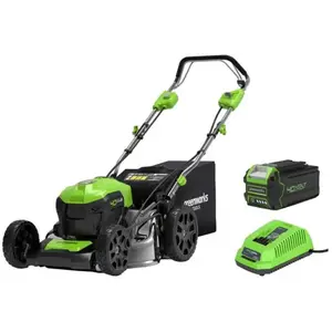 Comparateur de prix : Tondeuse tractée GREENWORKS 40V - Coupe de 46cm - 1 batterie 4,0Ah - 1...