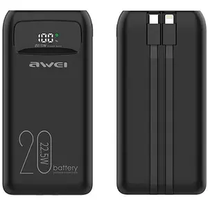 Comparateur de prix : Awei Powerbank P169K 20000Mah 22,5W écran noir + câble Pd/Lightning