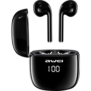 Ecouteurs AWEI Sans Fil Étui LED Étanche IPX6 Noir pas cher
