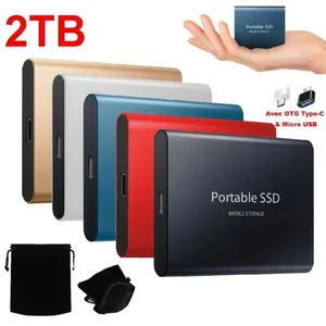 WOSHITE Disque Dur SSD Externe Portable 2TB 2To OTG Type-C USB Mini Taille Noir avec Pochette Sac de Stockage en TissuVendu parcdiscount