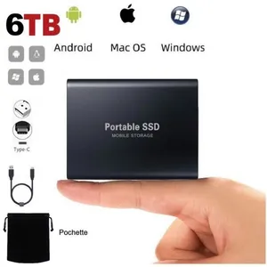 WOSHITE Disque SSD Mini Disque Dur Externe Portable 6TB 6To Noir Type-...Vendu parcdiscount