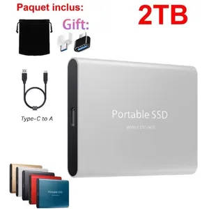 WOSHITE SSD 2T Disque Dur Externe Portable HDD Argent avec OTG Adaptat...Vendu parcdiscount