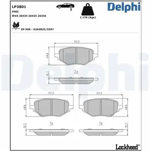 Delphi Jeu de plaquettes de frein, frein à disque LP3801 pas cher