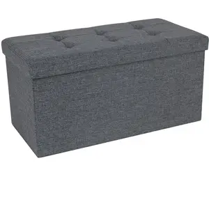 Comparateur de prix : SONGMICS Pouf de Rangement 76 x 38 x 38 cm Max de 300 kg Tissu Gris foncé LSF47K