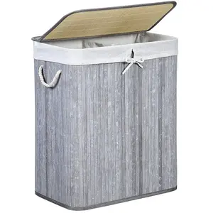 SONGMICS Panier à linge bambou gris vieilli pas cher