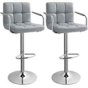 SONGMICS Lot de 2 Tabourets de Bar Haut Chaise de Bar Gris LJB93G pas cher