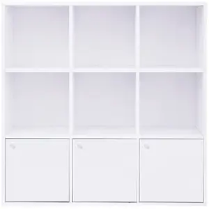 Comparateur de prix : Vasagle Bibliothèque 9 cases 3 portes - L98 x H98 cm - Blanc