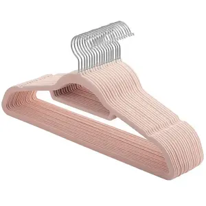 SONGMICS 20 Cintres en velours pivotant antiglisse, Rose Clair + Argent pas cher