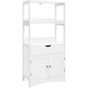 Comparateur de prix : VASAGLE Meuble de rangement large, Blanc / 2 étages (32,5 x 60 x 122 cm)