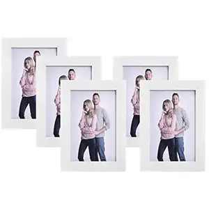Comparateur de prix : SONGMICS Cadres Photo 10 x 15 cm Lot de 5 en Verre, Cadeau, Souvenir, Contour MDF E1, Blanc RPF35WT