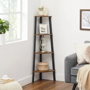 Comparateur de prix : VASAGLE Étagère d'angle industrielle à 4 niveaux métal et effet bois rustique