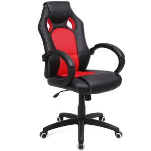 SONGMICS Fauteuil de bureau réglable comfortable, Noir et Rouge pas cher