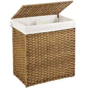 SONGMICS Panier à linge 2 compartiments pliable, NaturelVendu parsongmics