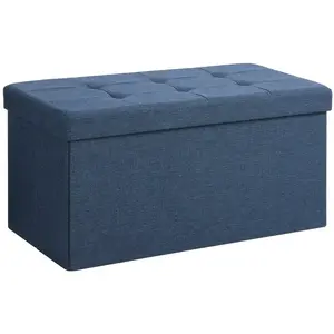 SONGMICS Banc de rangement pliant 76 x 38 x 38 cm bleu foncé