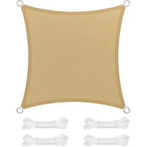 SONGMICS 5 x 5 m voile d'ombrage en HDPE, Jaune Sable pas cher