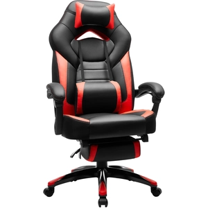 Comparateur de prix : SONGMICS Chaise de bureau repose-pieds télescopique Noir d'encre et Rouge
