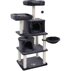 FEANDREA Arbre à Chat, Tour de Jeux, 2 niches, Gris Anthracite pas cher