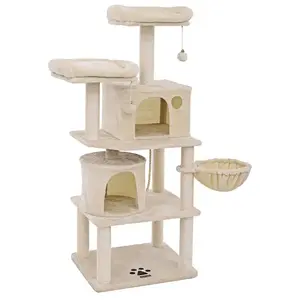 FEANDREA Arbre à Chat Colonne en sisal, Panier et 2 niches, Tour à Chat pour Chats PCT90M pas cher