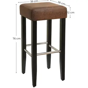 SONGMICS 2 Tabourets effet vieilli marron, Marron Vintage / Pas de dossier pas cher