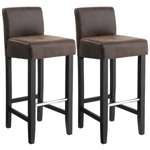 SONGMICS 2 Tabourets effet vieilli marron, Marron Vintage / Dossier bas pas cher