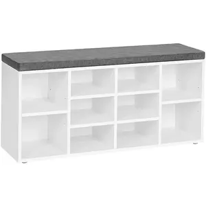 Comparateur de prix : VASAGLE Banc à Chaussures Blanc avec Coussin d'Assise - L104 cm