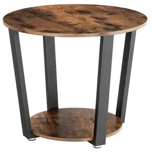 Comparateur de prix : VASAGLE table basse ronde avec structure en acier - 50 x 50 x 57 cm - marron rustique/noir