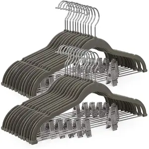 SONGMICS Cintres antiglisses avec pinces, Gris / 30