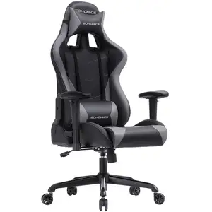 SONGMICS Fauteuil gamer ergonomique, Noir + Gris pas cher