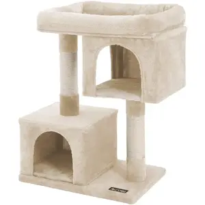 Comparateur de prix : FEANDREA Arbre à chat tout doux, Beige / L (60 x 40 x 84 cm)