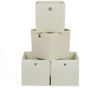 SONGMICS Boîtes de rangement pliables, Beige / 6 pas cher