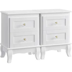 Comparateur de prix : SONGMICS Chevet lot de 2 avec 2 tiroirs  en bois de pin blanc