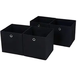 SONGMICS Boîtes de rangement pliables, Noir / 4 pas cher