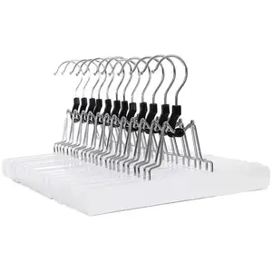 SONGMICS 12 Cintres-pinces en bois antiglisse, Blanc pas cher