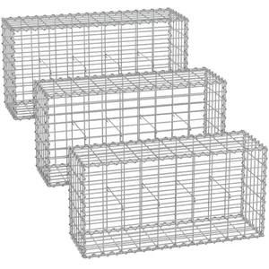 3 Gabions de pierre - SONGMICS - GGB353 - 100x50x30cm - Acier galvanis... pas cher