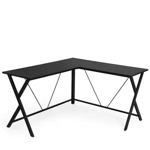 VASAGLE Table d'angle en forme de L gain de place, Marron Rustique + Noir pas cher