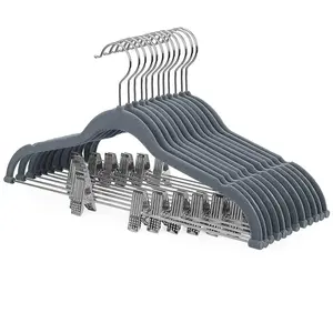 SONGMICS Cintres antiglisses avec pinces, Gris Clair / 12 pas cher