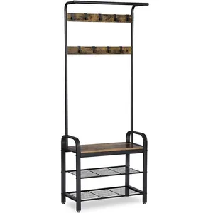 Comparateur de prix : VASAGLE portemanteau lawson - 72 x 33,7 x 183 cm - brun rustique / noir