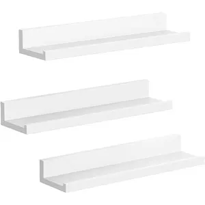 Comparateur de prix : Songmics Calicosy - Lot de 3 Étagères Murales Blanches avec Rebord - L38 cm - Blanc TU