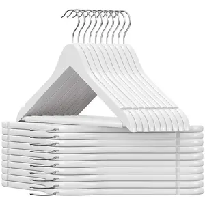SONGMICS Calicosy - Lot de 20 Cintres en bois blanc avec Crochets pivotants - Blanc TU
