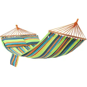 Comparateur de prix : SONGMICS Hamac de jardin portable avec 2 oreillers, Vert + Orange