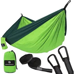 Comparateur de prix : SONGMICS Hamac Double De Camping Portable, Vert Clair + Foncé