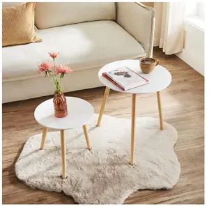 Comparateur de prix : Lot de 2 Tables Basses gigognes - SONGMICS - Style scandinave - Blanc et Couleur Boisée
