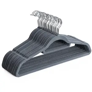 SONGMICS 20 Cintres en velours pivotant antiglisse, Gris Clair + Argent