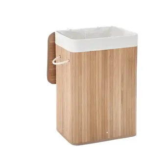 Comparateur de prix : SONGMICS Panier à linge pliable en bambou avec 3 poignées, 72L - L40 x H60 cm