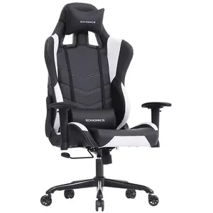 SONGMICS Fauteuil gamer ergonomique, Noir + Blanc pas cher