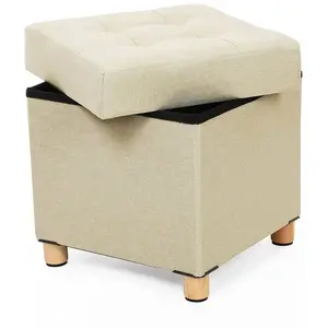 SONGMICS Banc de rangement rembourré plibale, Beige pas cher