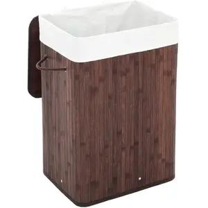 SONGMICS Panier à linge en bambou pliable, Marron Foncé pas cher