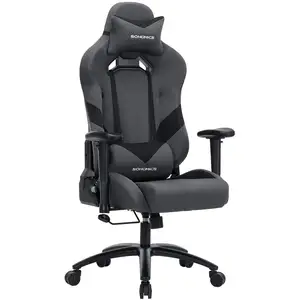Comparateur de prix : SONGMICS Chaise gamer, fauteuil de bureau, chaise pour ordinateur hauteur réglable, noir-gris