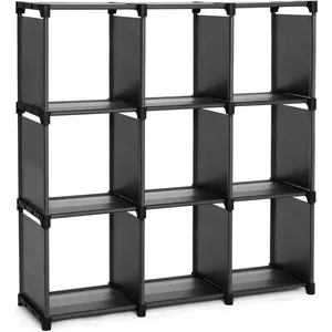 SONGMICS Étagère de rangement 9 compartiments métal tissu non-tissé noir pas cher