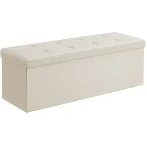 SONGMICS Banc de rangement pliable, Beige pas cher
